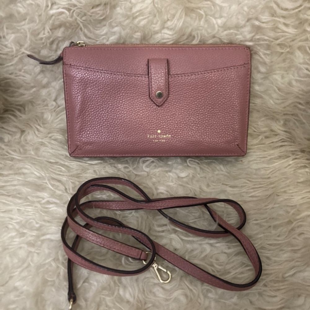 9-8 Kate Spade mauve leather crossbody purse convertible mulberry